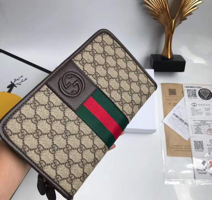 Ví nam gucci siêu cấp màu xám tang xanh đỏ VNCG06