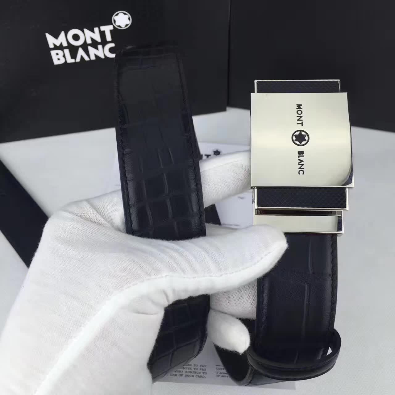Thắt lưng Montblanc siêu cấp nam dây họa tiết da rắn mặt khóa vuông tự động TLM10