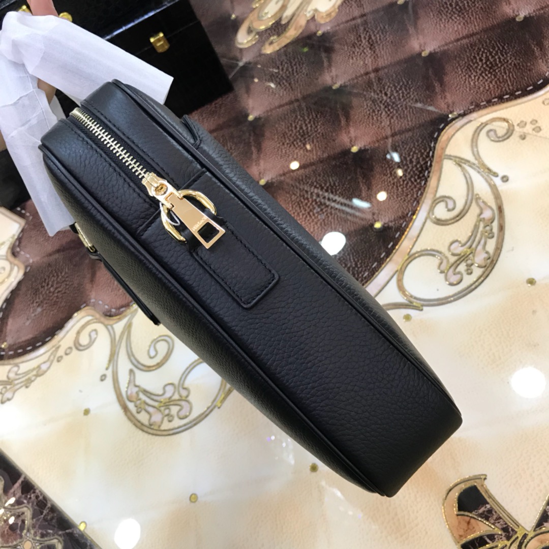 Túi xách nam Versace siêu cấp da trơn logo vàng TNV05
