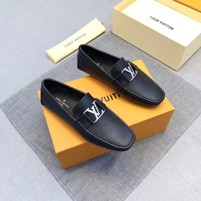 Giày lười nam Louis Vuitton siêu cấp họa tiết logo bạc GLLV18