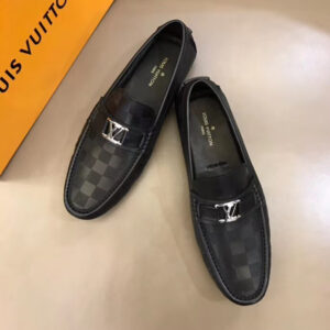 Giày lười Louis Vuitton họa tiết caro dập chim khóa nhỏ GLLV27