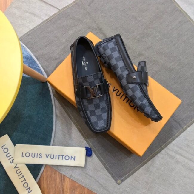 Giày lười Louis Vuitton họa tiết hoa sao màu xanh GLLV38