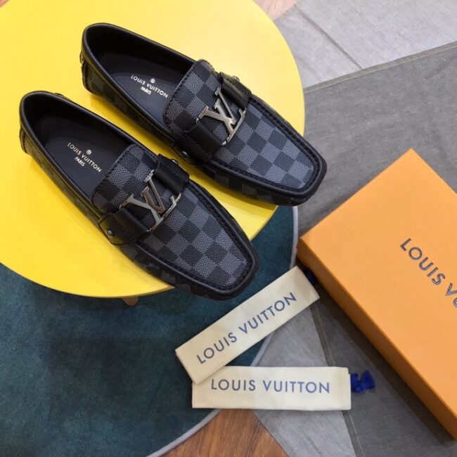 Giày lười Louis Vuitton họa tiết hoa sao màu xanh GLLV38