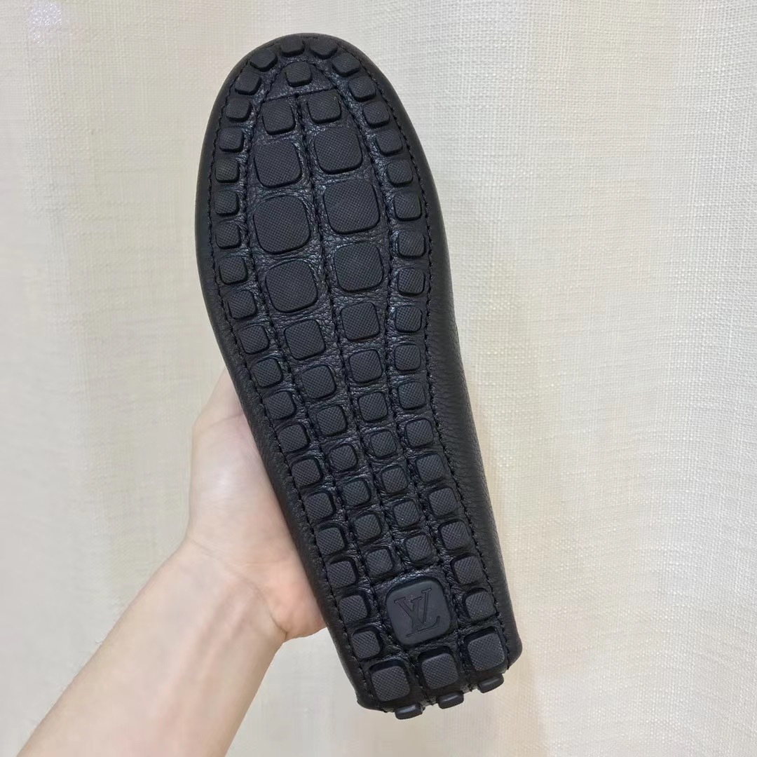 Giày lười Louis Vuitton like au họa tiết nơ màu đen GLLV19