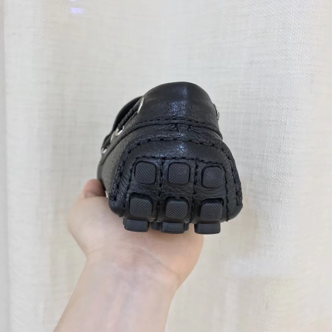 Giày lười Louis Vuitton like au họa tiết nơ màu đen GLLV19
