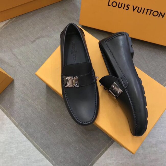 Giày lười nam Louis Vuitton like au khoá lệch hoạ tiết da trơn GLLV08