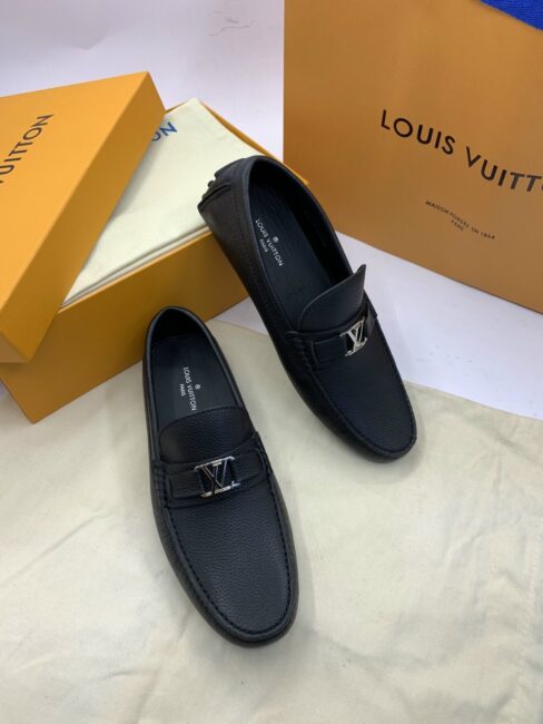 Giày lười Louis Vuitton siêu cấp họa tiết da nhăn mũi nhọn GLLV16