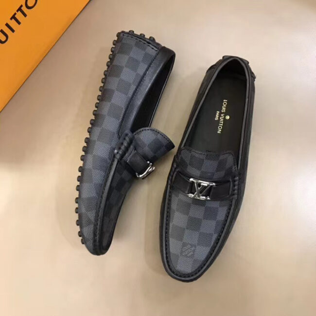 Giày lười Louis Vuitton siêu cấp họa tiết caro in chữ GLLV30