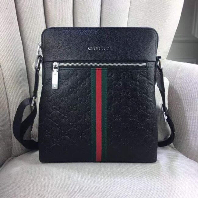Túi xách đeo chéo Gucci siêu cấp nam màu đen tag xanh đỏ TNGC02