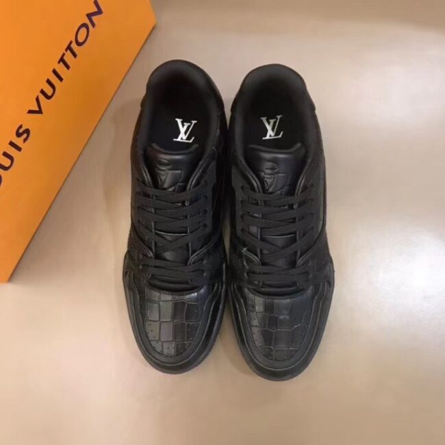 Giày louis Vuitton siêu cấp nam màu đen họa tiết da rắn GNLV08