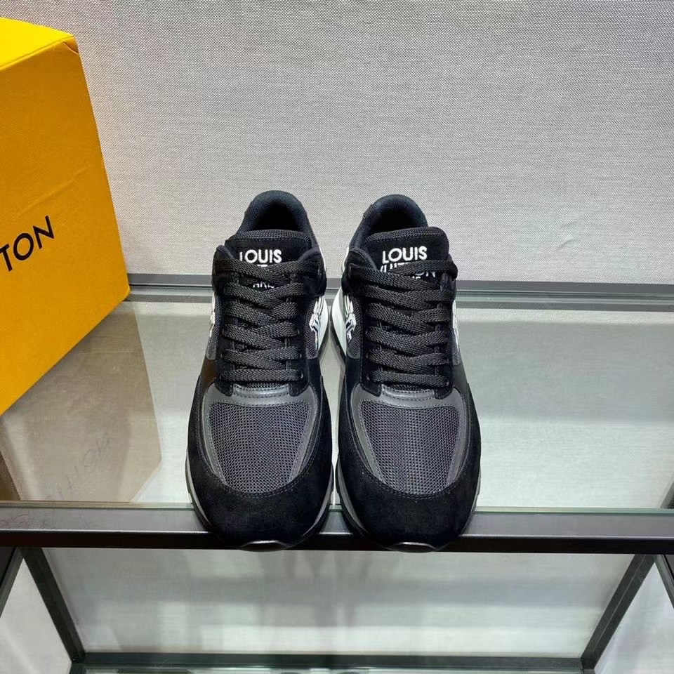 Giày nam Louis Vuitton like au màu đen họa tiết hoa GNLV12