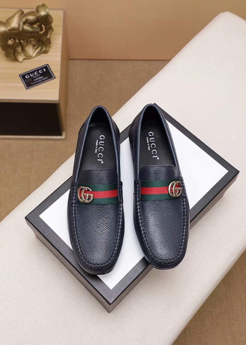 Giày lười Gucci siêu cấp họa tiết logo màu đen GLGC19