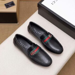 Giày lười Gucci siêu cấp họa tiết logo màu đen GLGC19