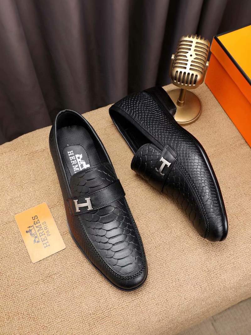 Giày lười Hermes siêu cấp đế cao họa tiết vẩy rắn màu đen GLH19