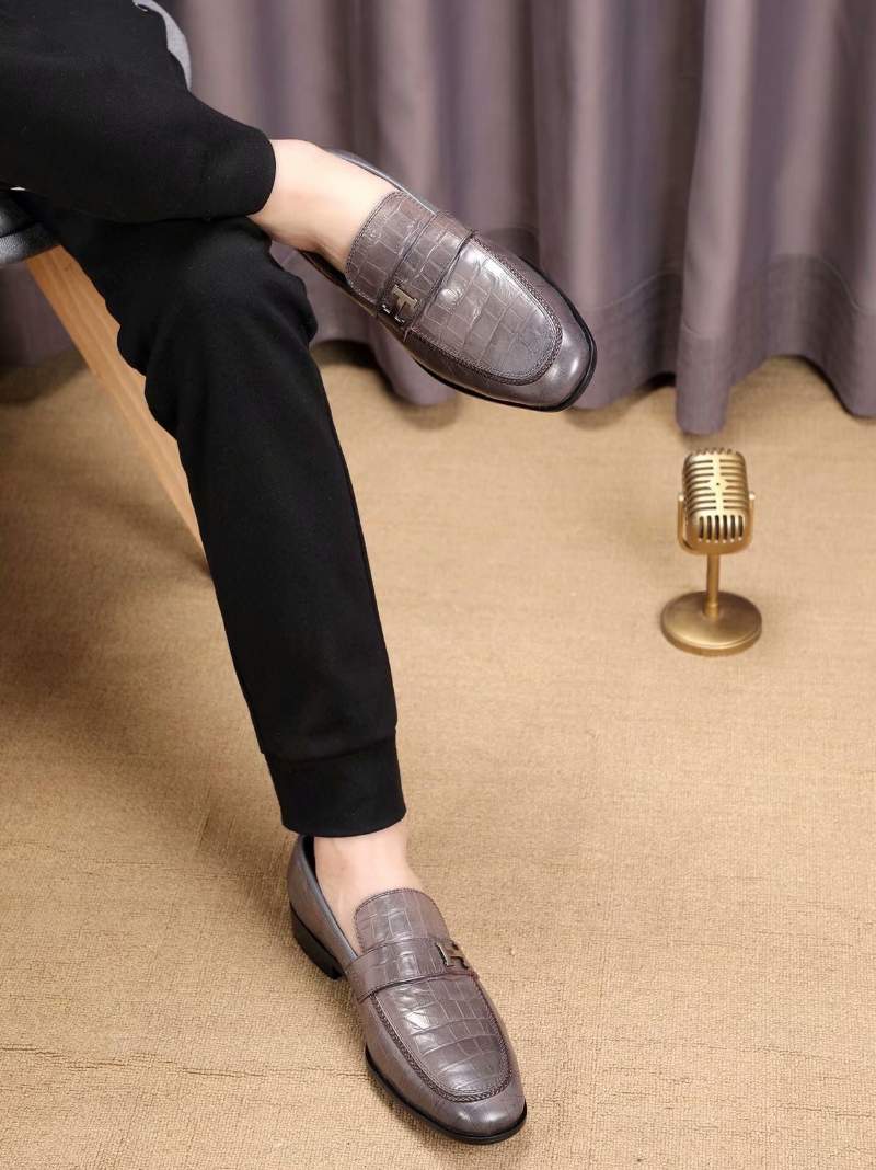 Giày lười Hermes siêu cấp họa tiết vẩy rắn màu xám GLH17