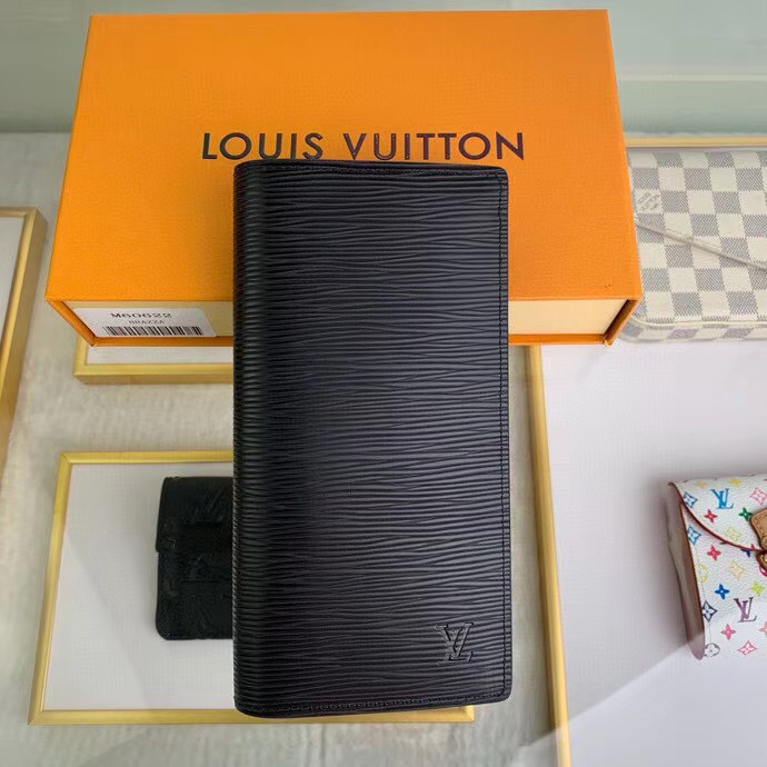 Ví dài Louis Vuitton like auth họa tiết epi ngang màu đen VNLV03