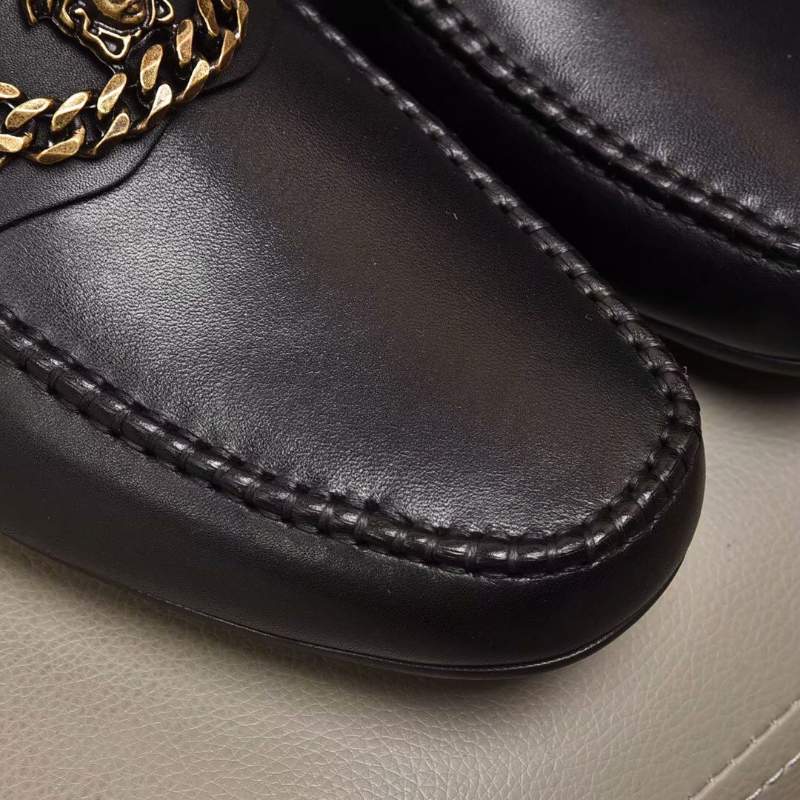 Giày lười Versace siêu cấp họa tiết logo màu đen GLV02