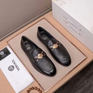 Giày lười Versace siêu cấp họa tiết mặt vàng GLV01