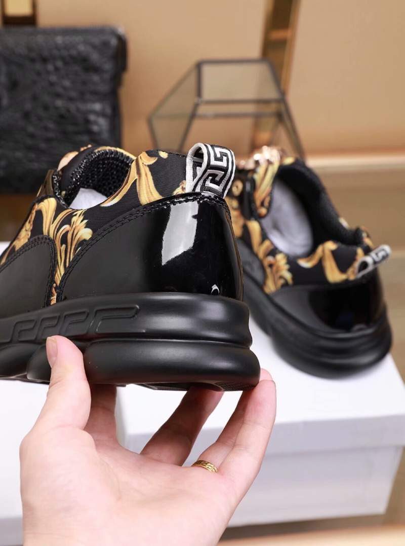 Giày nam Versace siêu cấp họa tiết hoa văn màu đen GNV10