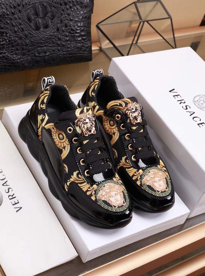 Giày nam Versace siêu cấp họa tiết hoa văn màu đen GNV10