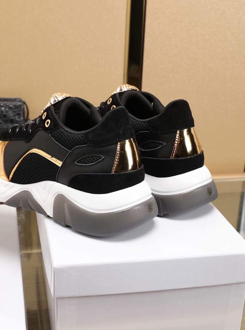 Giày nam Versace siêu cấp họa tiết viền vàng màu đen GNV03