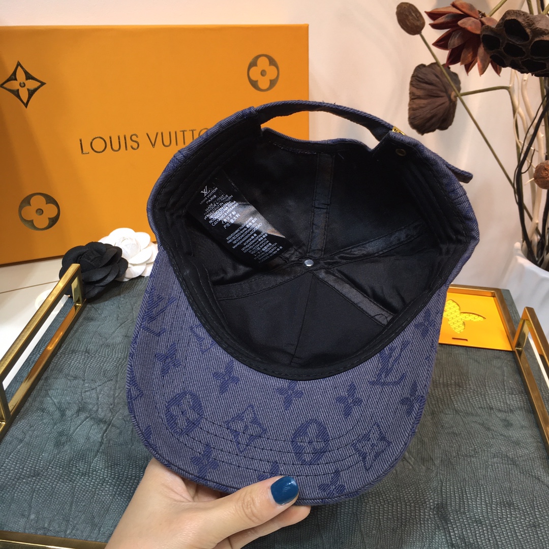 Mũ Louis Vuitton nam siêu cấp họa tiết hoa màu xanh MNLV04