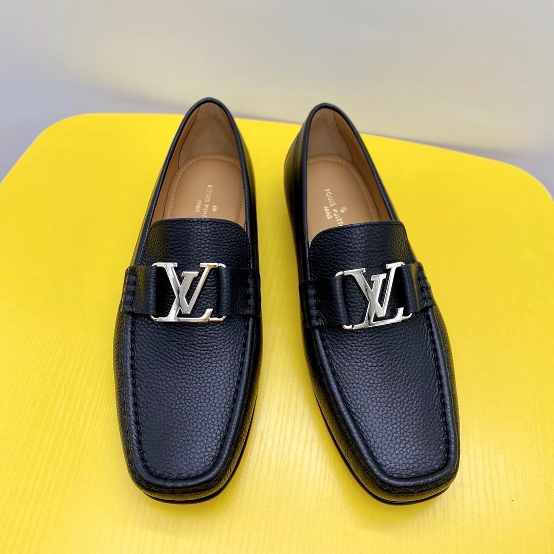 Giày lười Louis Vuitton Like Auth đế cao họa tiết da nhăn GLLV65