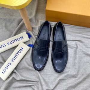 Giày lười Louis Vuitton Like Auth đế cao họa tiết caro dập chìm GLLV71