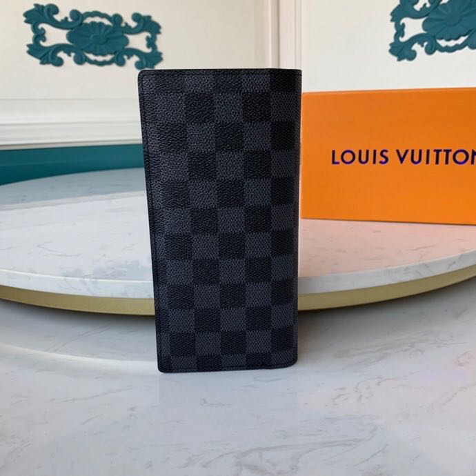 Ví nam Louis Vuitton siêu cấp cầm tay gấp dài hoạ tiết caro đen VNLV51