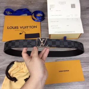 Thắt lưng Louis Vuitton like au dây caro khoá logo lồng TLLV33