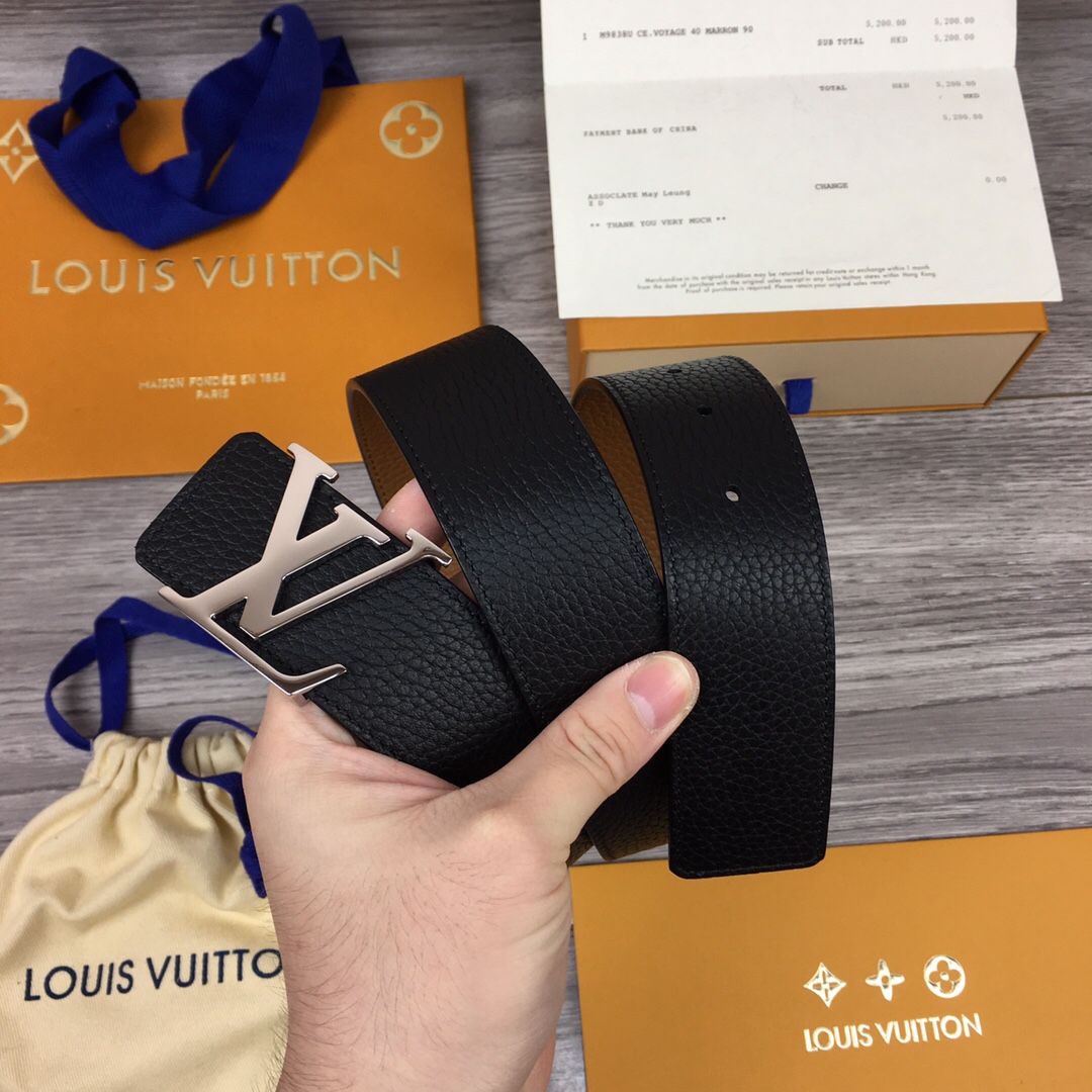 Thắt lưng Louis Vuitton nam like au dây hai mặt khoá logo TLLV22