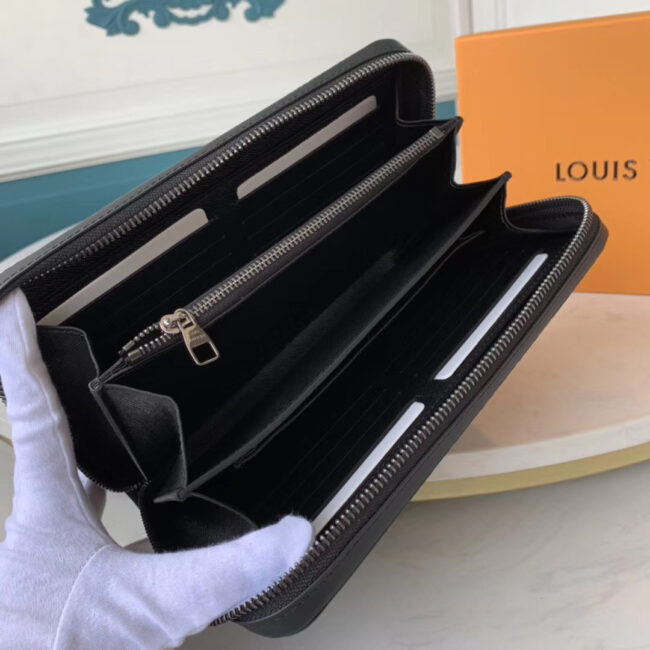 Ví nam Louis Vuitton like au cầm tay có quai hoạ tiết hoa đen VNLV61