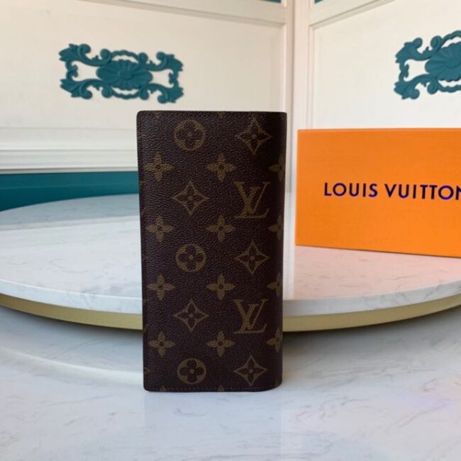 Ví nam Louis Vuitton siêu cấp cầm tay gấp dài hoạ tiết hoa nâu VNLV57