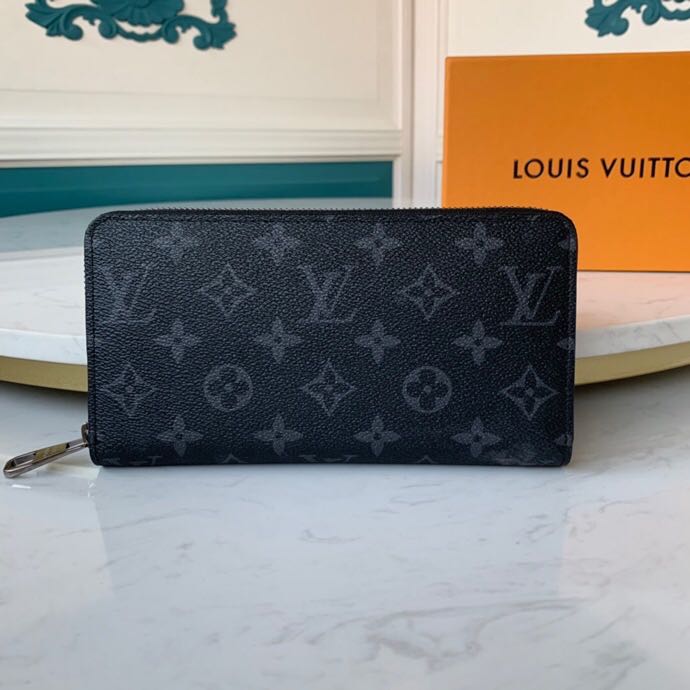 Ví nam Louis Vuitton like au cầm tay khoá kéo hoạ tiết hoa đen VNLV49