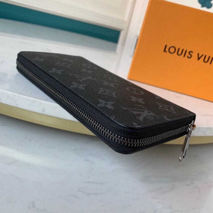 Ví nam Louis Vuitton like au cầm tay khoá kéo hoạ tiết hoa đen VNLV49