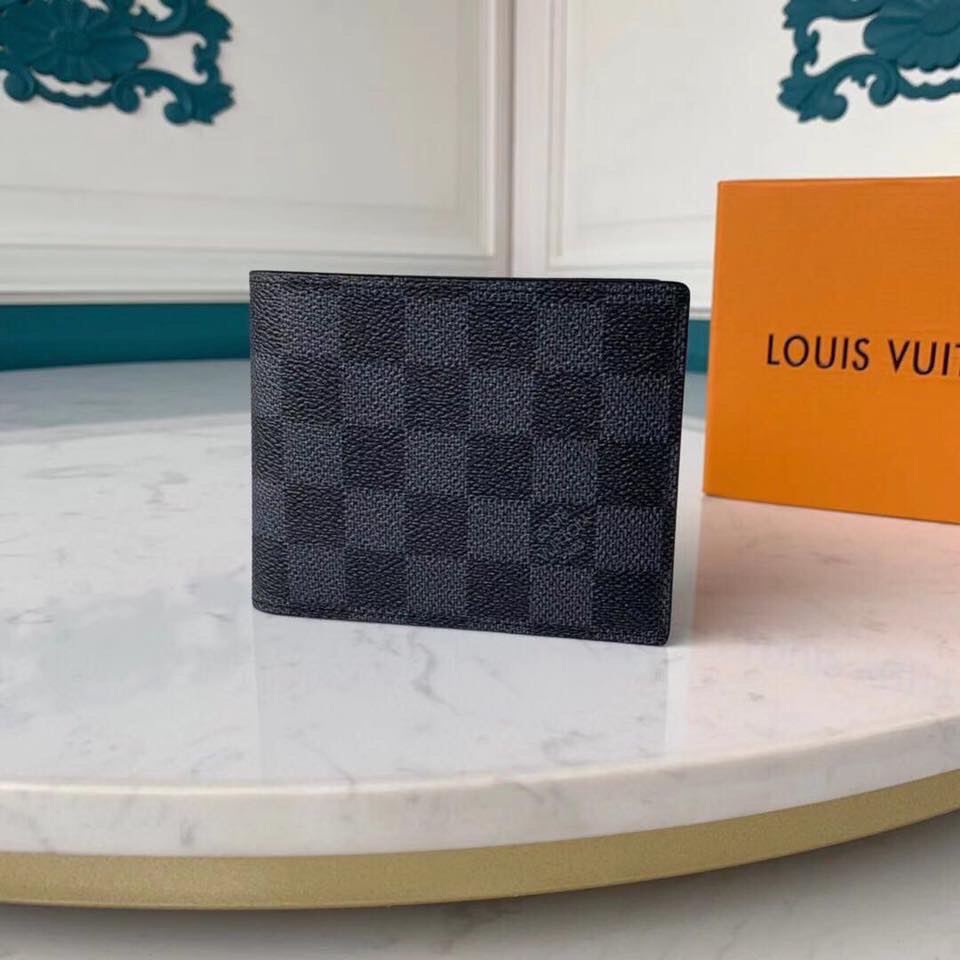Ví nam Louis Vuitton like au hoạ tiết caro đen VNLV56