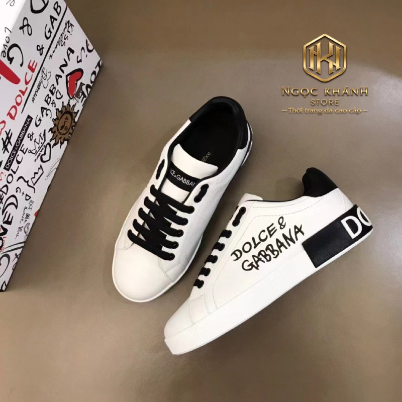 Giày nam Dolce Gabbana màu trắng hoạ tiết chữ đen GNDG08 siêu cấp like auth  99% - HOANG NGUYEN STORE™