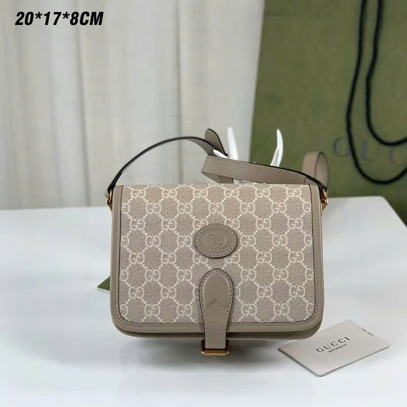 Túi đeo chéo Gucci Interlocking nam màu be họa tiết in logo TNGC83
